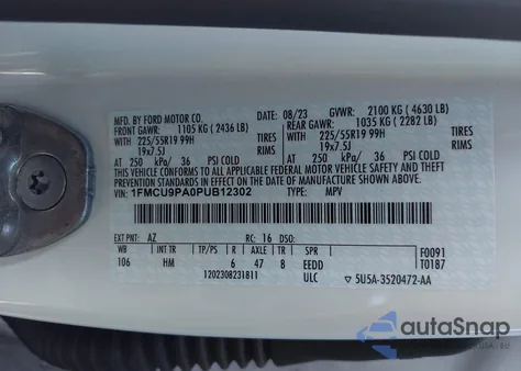 2023 Ford Escape St-Line Elite from USA, damaged, VIN 1FMCU9PA0PUB12302